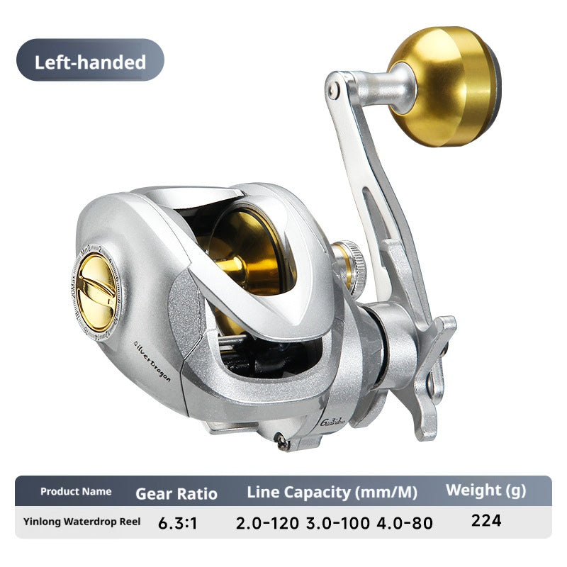 Silver Metal Baitcasting Reel with 20-Speed Magnetic Brake – Liryno